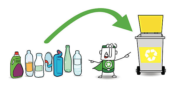 ilustrações, clipart, desenhos animados e ícones de reciclagem de plástico - recycling green environment superhero