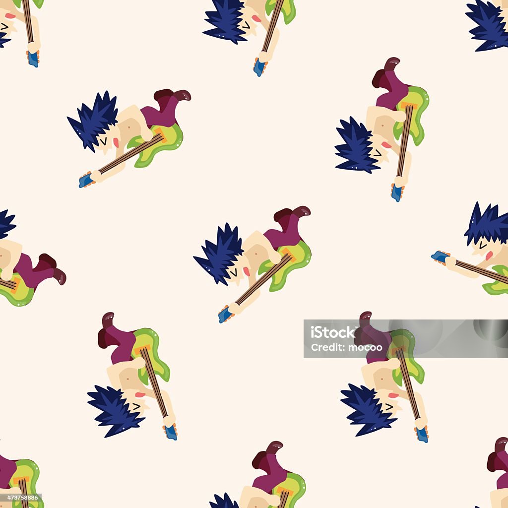 Banding Pattern Cartoon Band Member Guitar Player Cartoon Seamless Pattern Background Stock ...