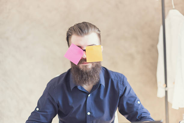 istock Paper stickers on my eyes 473762396