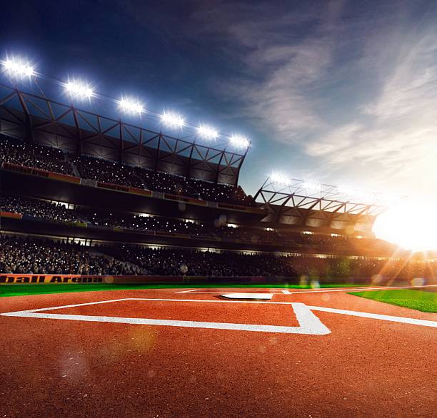 istock Professional baseball grand arena in sunlight 473763360