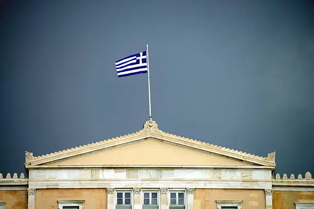 Black could over Hellenic Parliament, Athens, Greece