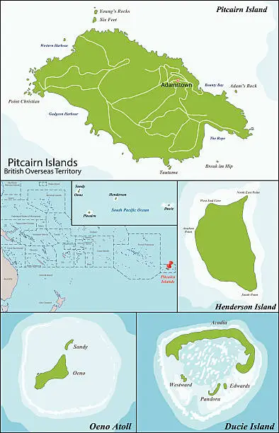 Vector illustration of Pitcairn Islands map