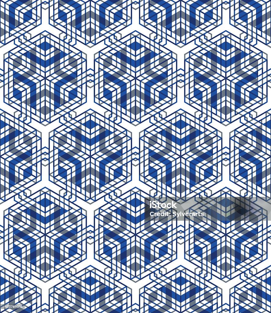 Seamless optical ornamental pattern with three-dimensional geome Seamless optical ornamental pattern with three-dimensional geometric figures. Intertwine colored EPS10 composition. 2015 stock vector