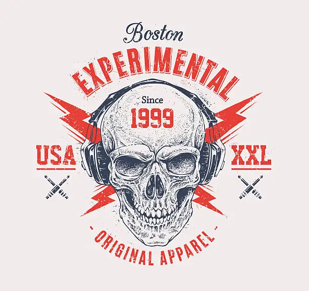 Vector illustration of Grunge Skull Print