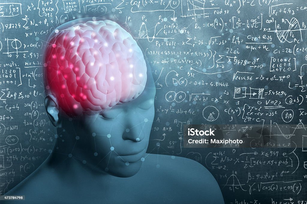 Math Inside Head Head With Visible Brain Surrounded By Complicated Math Formula Stock ...