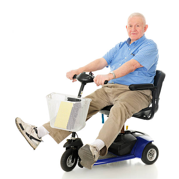 Delighted Senior Scooter Driver stock photo