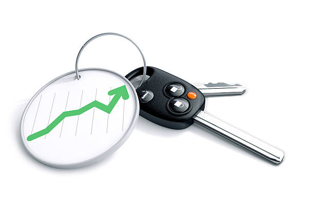 istock Car keys with keyring and currency symbol 473789956