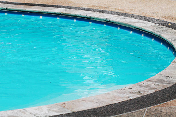 blue swimming pool stock photo