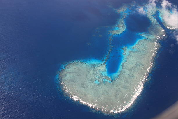 Fijian Island in the Shape of a J stock photo