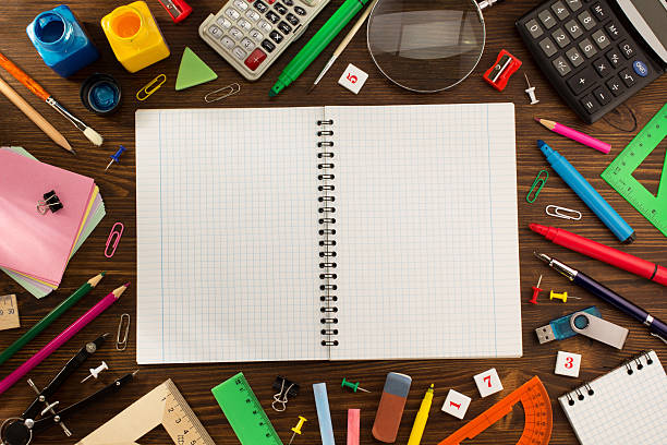 istock school supplies on wood 473810370