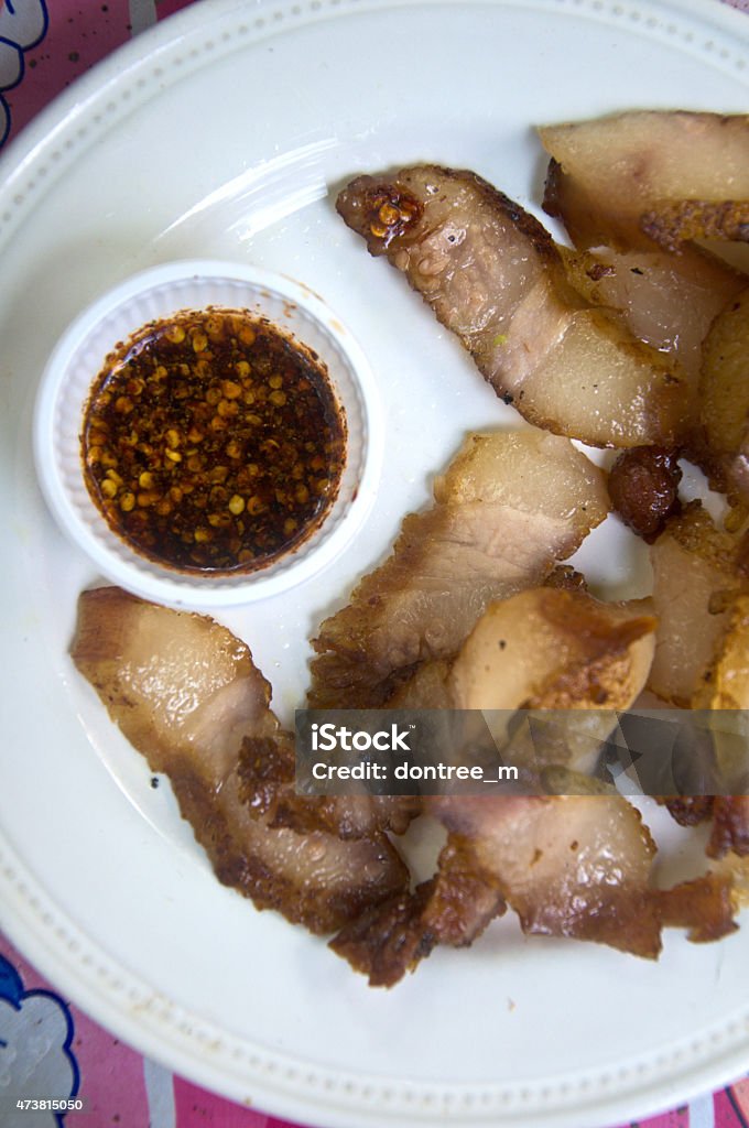 Grilled pork steak with spicy sauce, Thai food 2015 Stock Photo