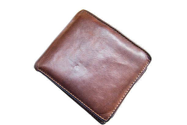 istock brown wallet isolated on the white background. 473816188
