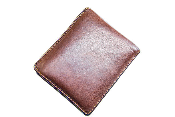 istock brown wallet isolated on the white background. 473816200