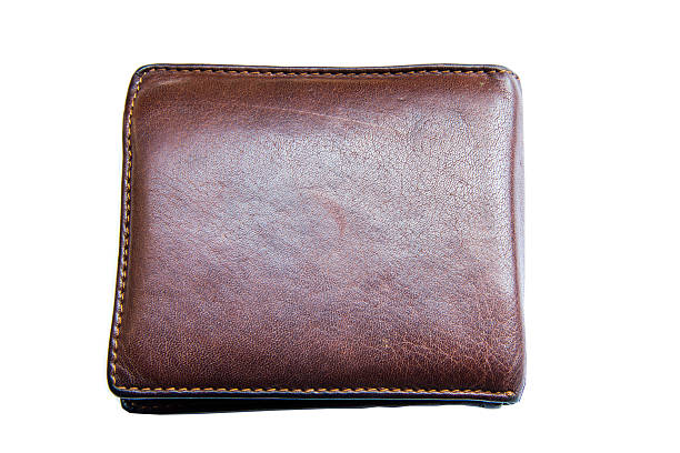 istock brown wallet isolated on the white background. 473816274
