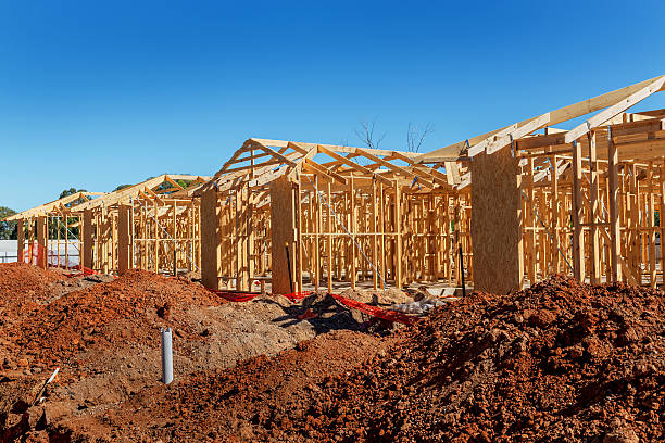 New homes being constructed on a site