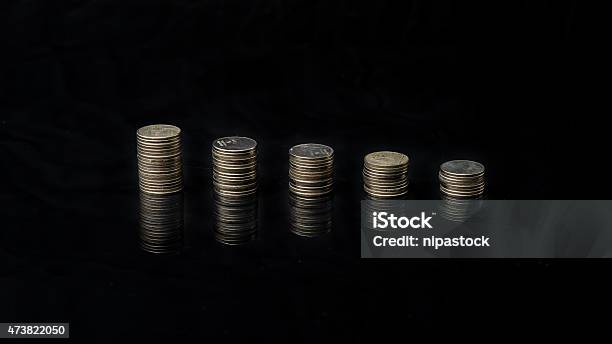 Black Coin Stack Coin Stack On Black Background Stock Photo - Download Image Now - 2015 ...