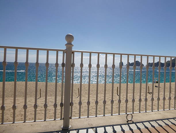 White Fence Revealing Cabo San Lucas stock photo