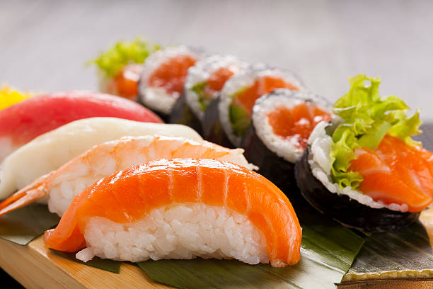 istock The composition of nigiri sushi 473823148