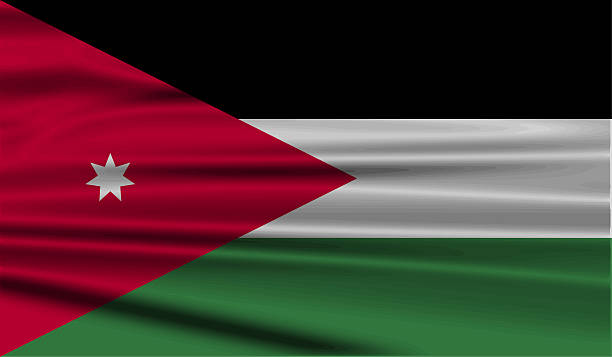 Flag of Jordan with old texture.  illustration