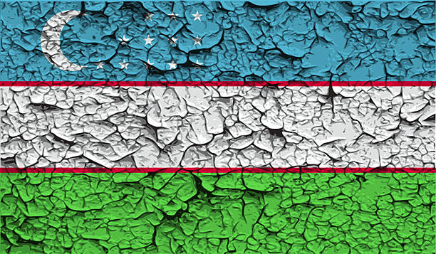 istock Flag of Uzbekistan with old texture. 473827638