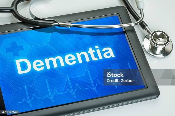 Tablet With The Diagnosis Dementia On The Display Stock Photo - Download Image Now - 2015, Aging Process, Alzheimer's Disease