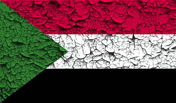 flag of sudan with old texture. - qatar senegal stok fotoğraflar ve resimler
