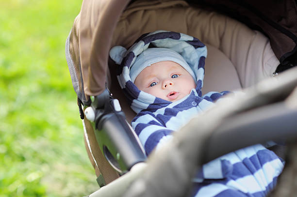 istock Little baby boy in stroller 473834430