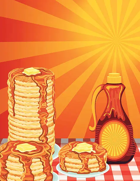 Vector illustration of Sunny Morning Pancake Breakfast Poster