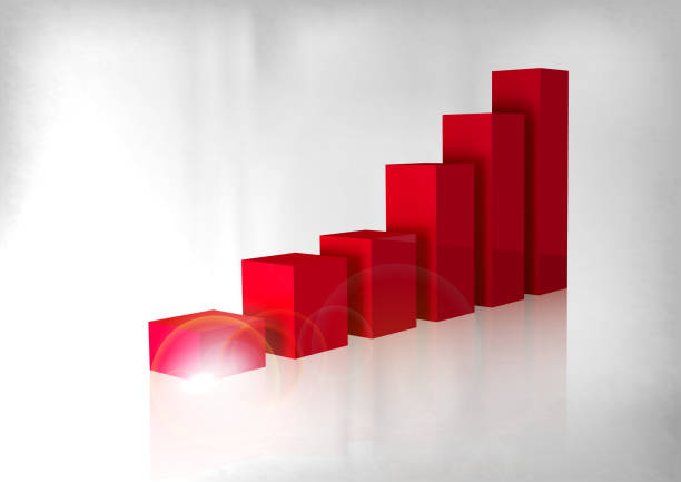 czerwony wykres - computer graphic number achievement analyzing stock illustrations