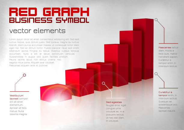 czerwony wykres - computer graphic number achievement analyzing stock illustrations