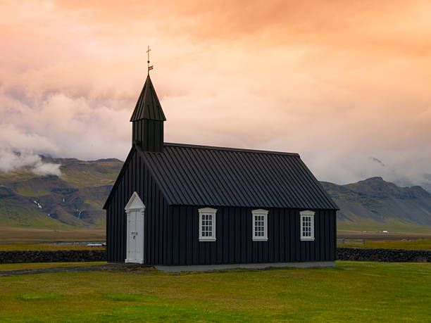 istock Black wooden church 473842042