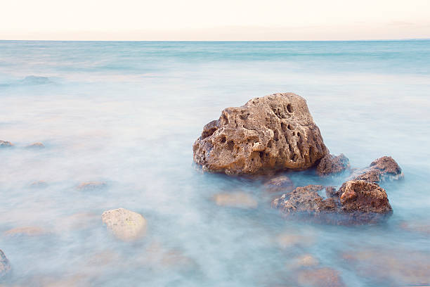 istock Long exposure light on tocks of Crimea. 473843348