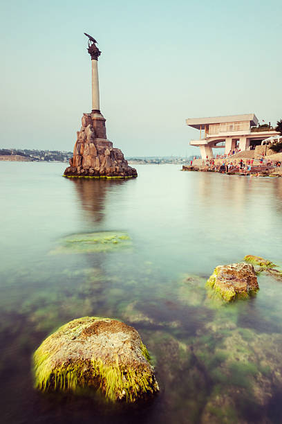 Scuttled Warships Monument in Sevastopol stock photo