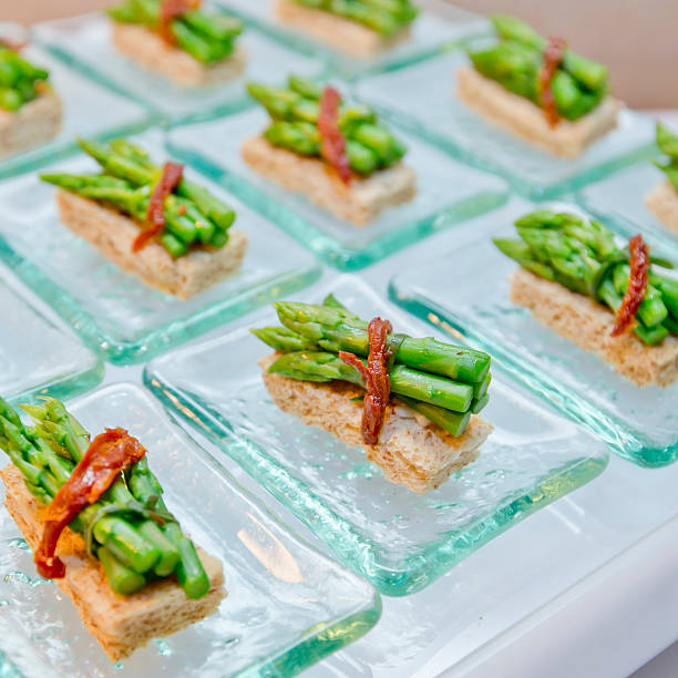 white asparagus with ham on a plate