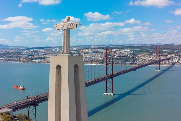 istock Aerial view Jesus Christ monument watching to Lisbon 473846756