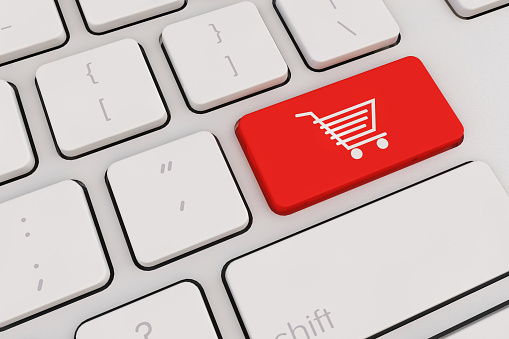 E-commerce, internet shopping, the symbol of e-commerce, online shopping concept.