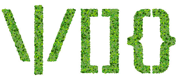 alphabet zeichen aus grünen blättern. - backslash stock-fotos und bilder
