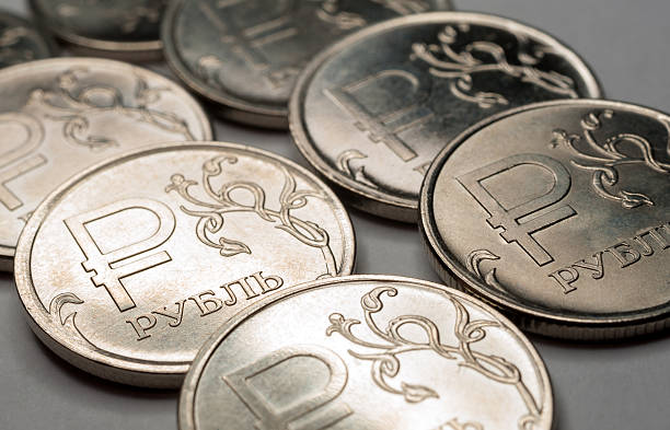istock New symbol one rouble coins 473863174
