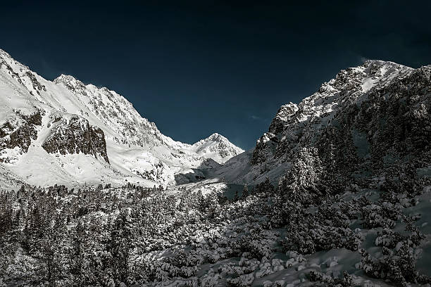 istock Beautiful mountains view at winter under sky. 473868510
