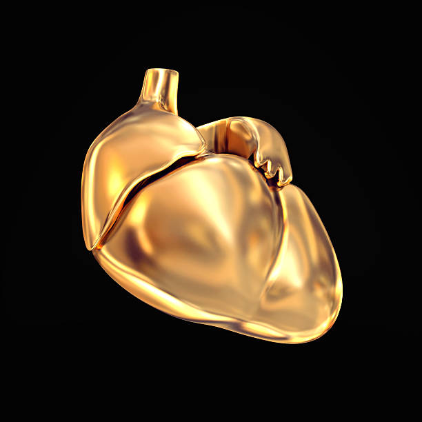 istock Golden heart  on black  background. 473869220