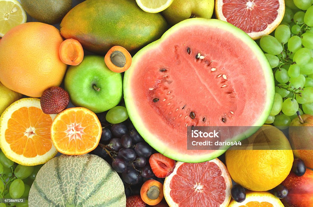 variety of fresh and delicious fruits on the table 2015 Stock Photo