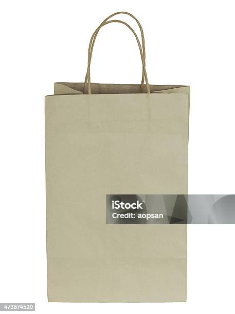 Brown Paper Bag Isolated On White Stock Photo - Download Image Now - 2015, Bag, Blank