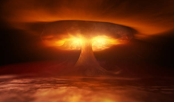 nuclear explosion - mushroom cloud stock-fotos und bilder