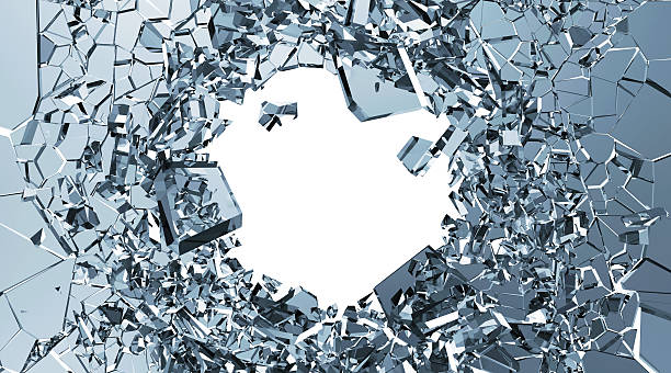 istock Broken glass with hole in the middle on white background 473876956