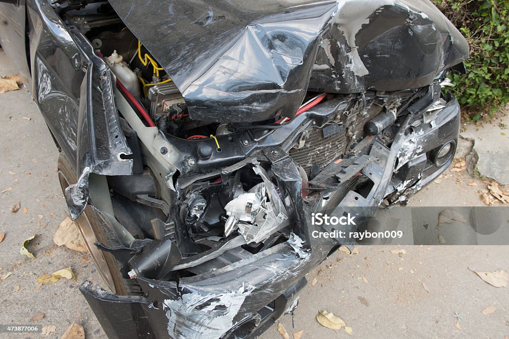 car accident Car crash damage portrayals may be broken 2015 Stock Photo