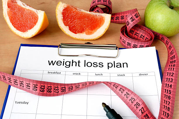 istock Paper with weight loss plan and grapefruit 473877780