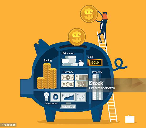 Saving Money Stock Illustration - Download Image Now - Savings, Currency, Finance