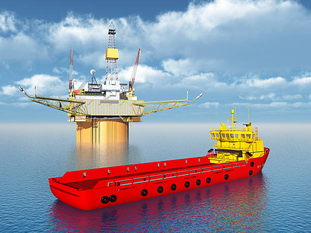 istock Platform Supply Vessel and Oil Platform 473883216
