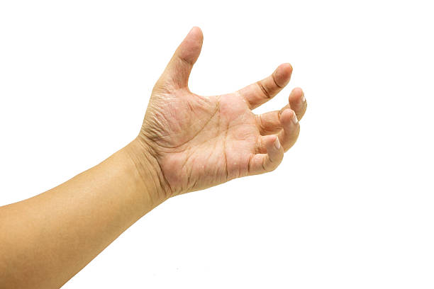 istock Hand of Asian man's open hand isolated on white 473884018
