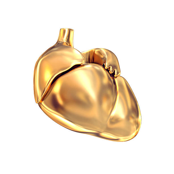 istock Golden heart  on white  background. 473894676